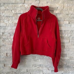 lululemon Red Half-Zip stand collar scuba sweatshirt